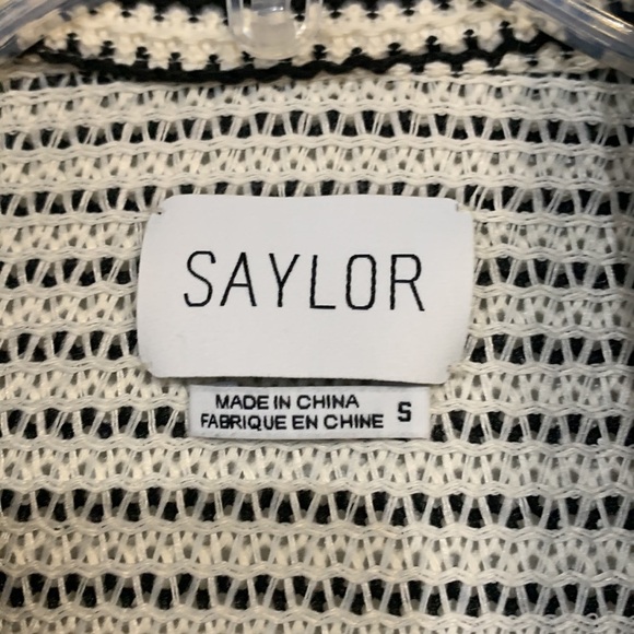 SAYLOR VERNA STRIPE CROCHET KNIT SHORT SET BLACK WHITE SMALL - Picture 4 of 11